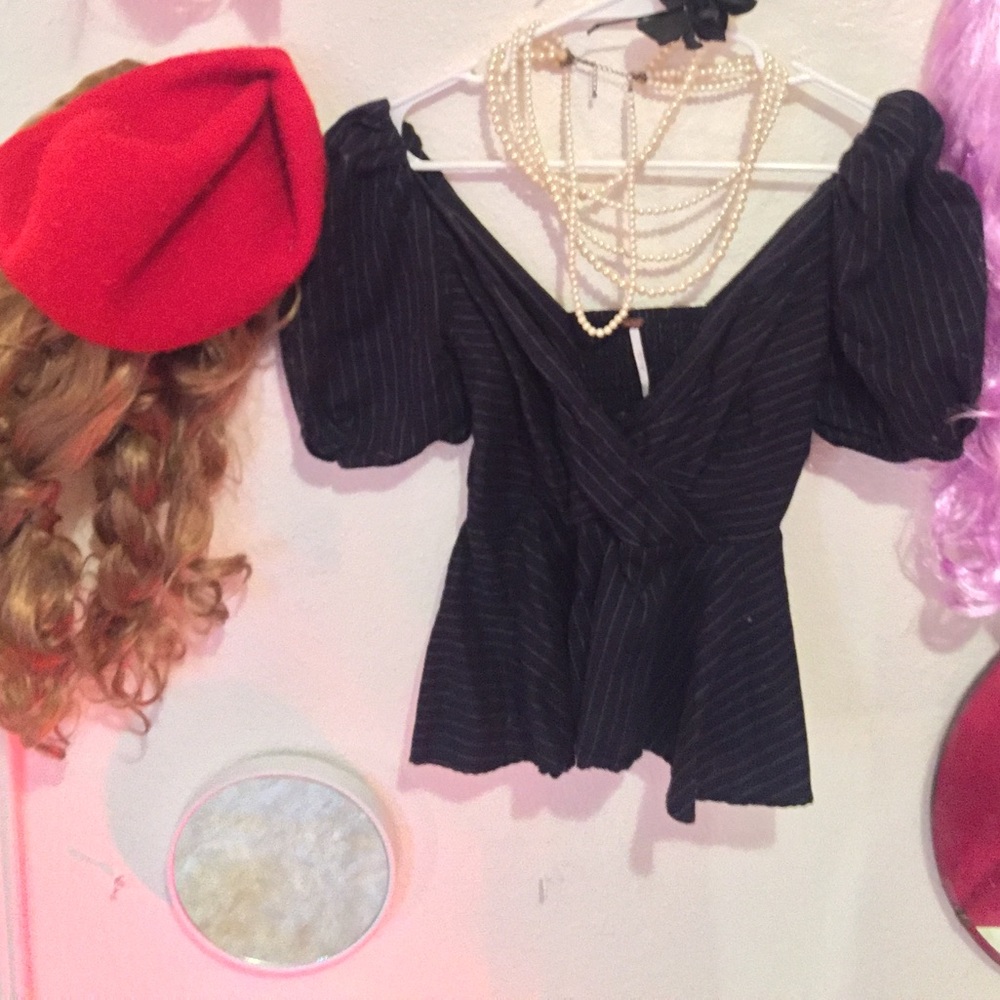 Free People romantic corset fit and flare blouse